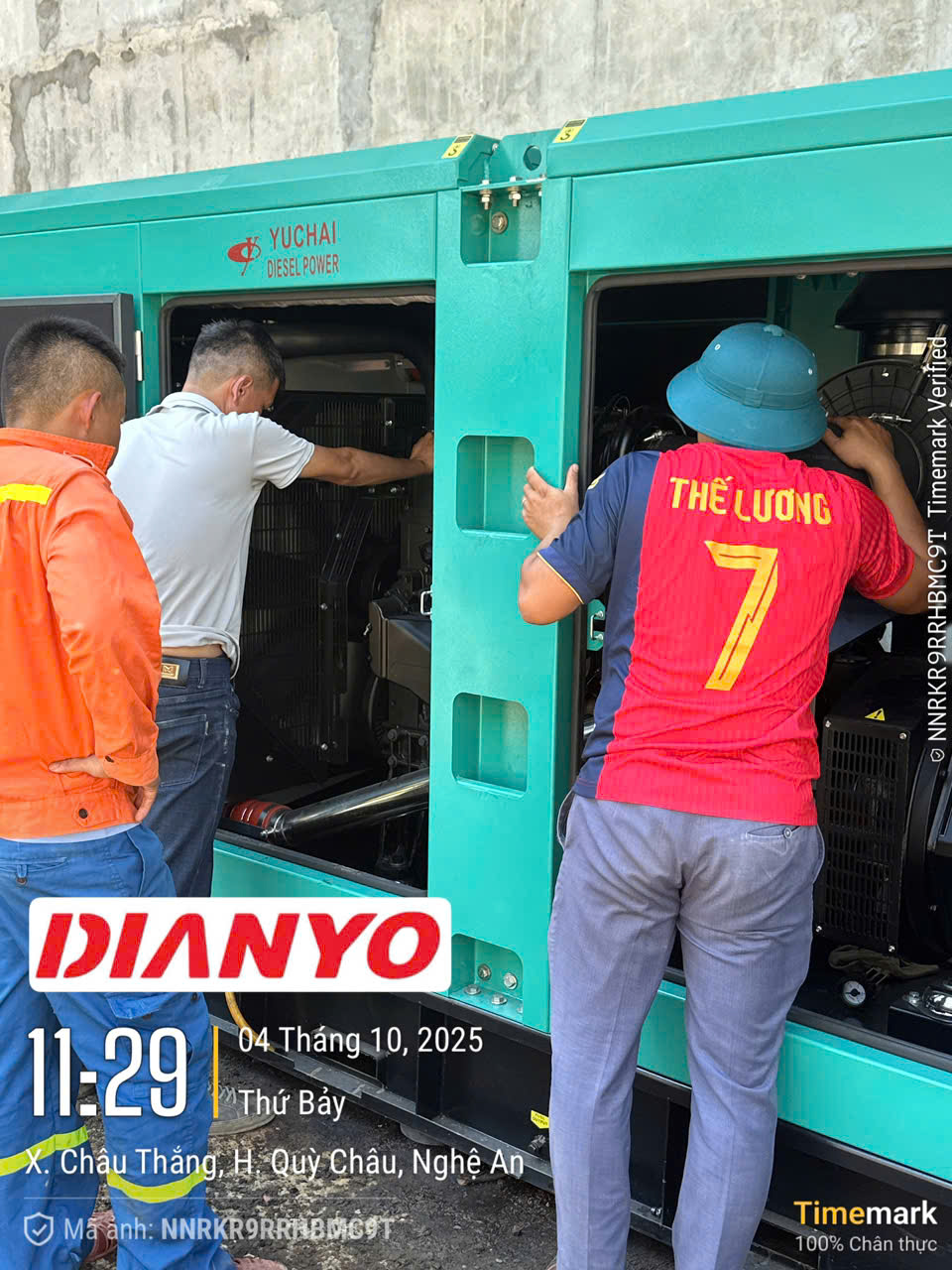 Dianyo Trung Điện bàn giao, lắp đặt máy phát điện cho trạm thủy điện tại Nghệ An – đảm bảo nguồn điện dự phòng ổn định, vận hành an toàn, bền bỉ.