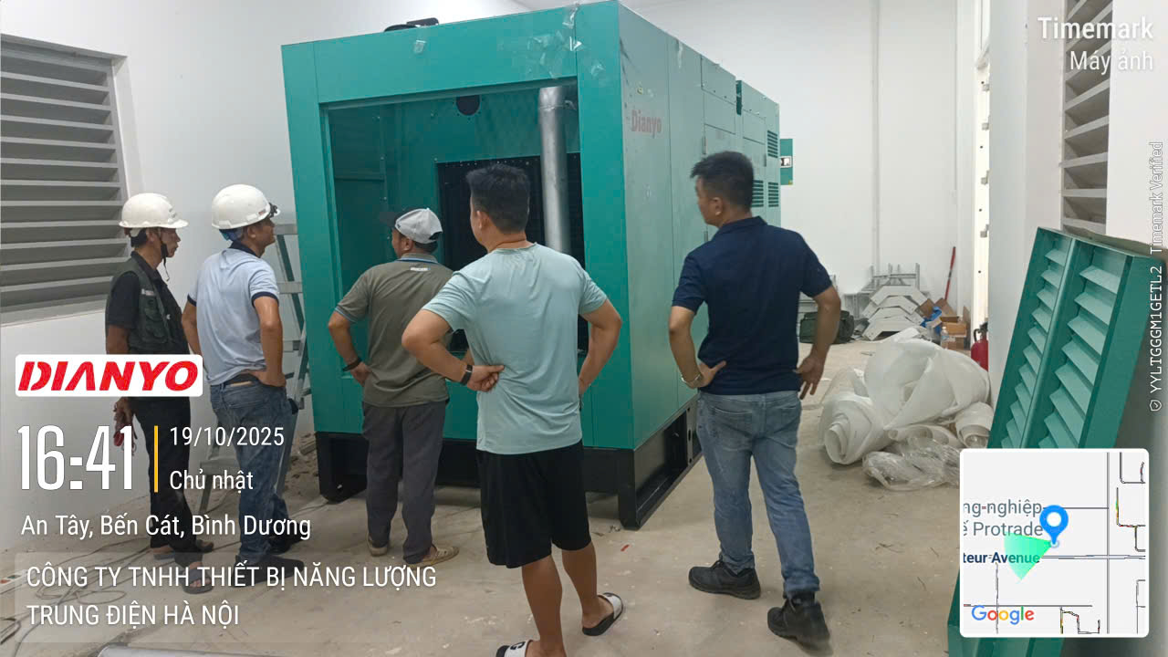 Dự án bàn giao máy phát điện Yuchai 500 kVA cho khu công nghiệp Bến Cát, Bình Dương. Trung Điện thi công trọn gói – vận hành ổn định, tiết kiệm nhiên liệu.